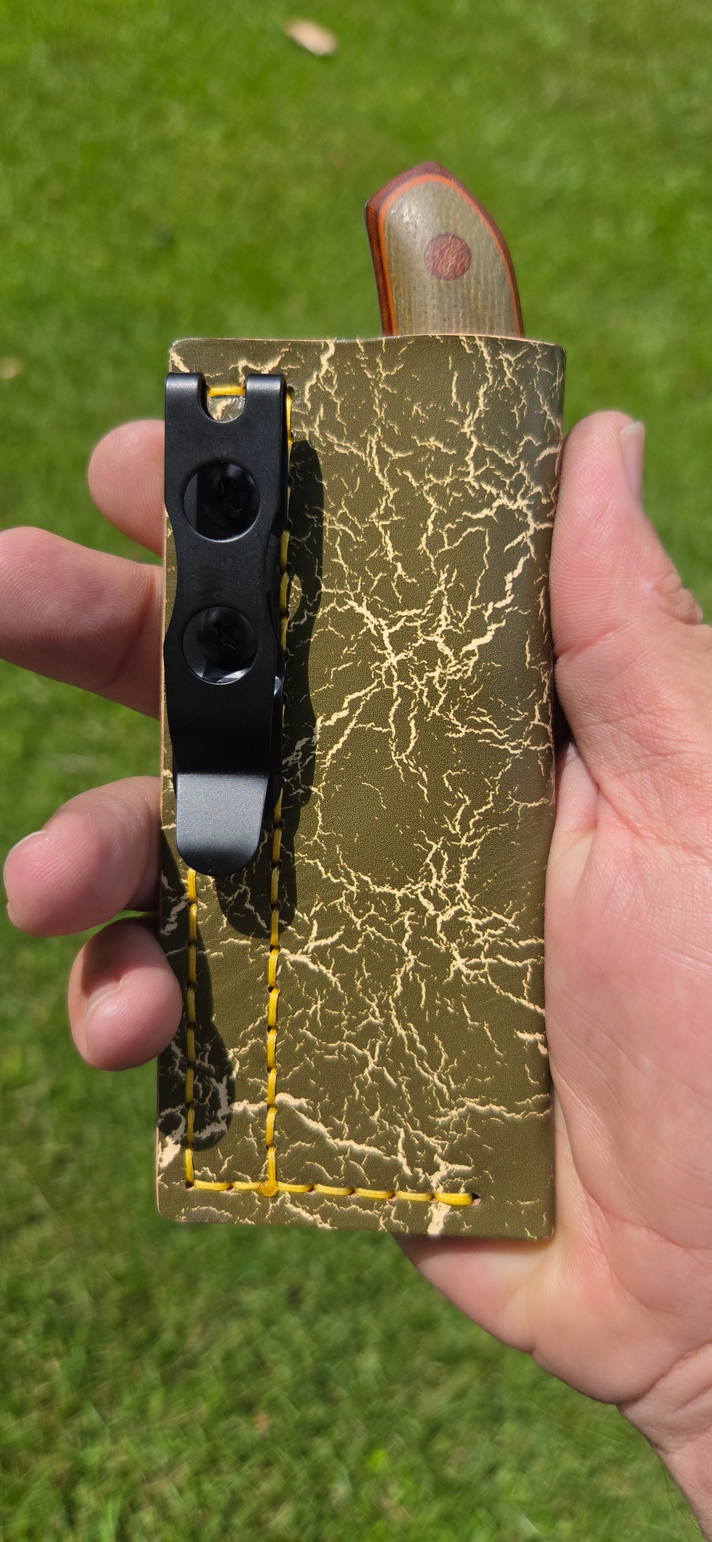 LIL' TYKE- Sheepsfoot -Olive green micarta, orange liner