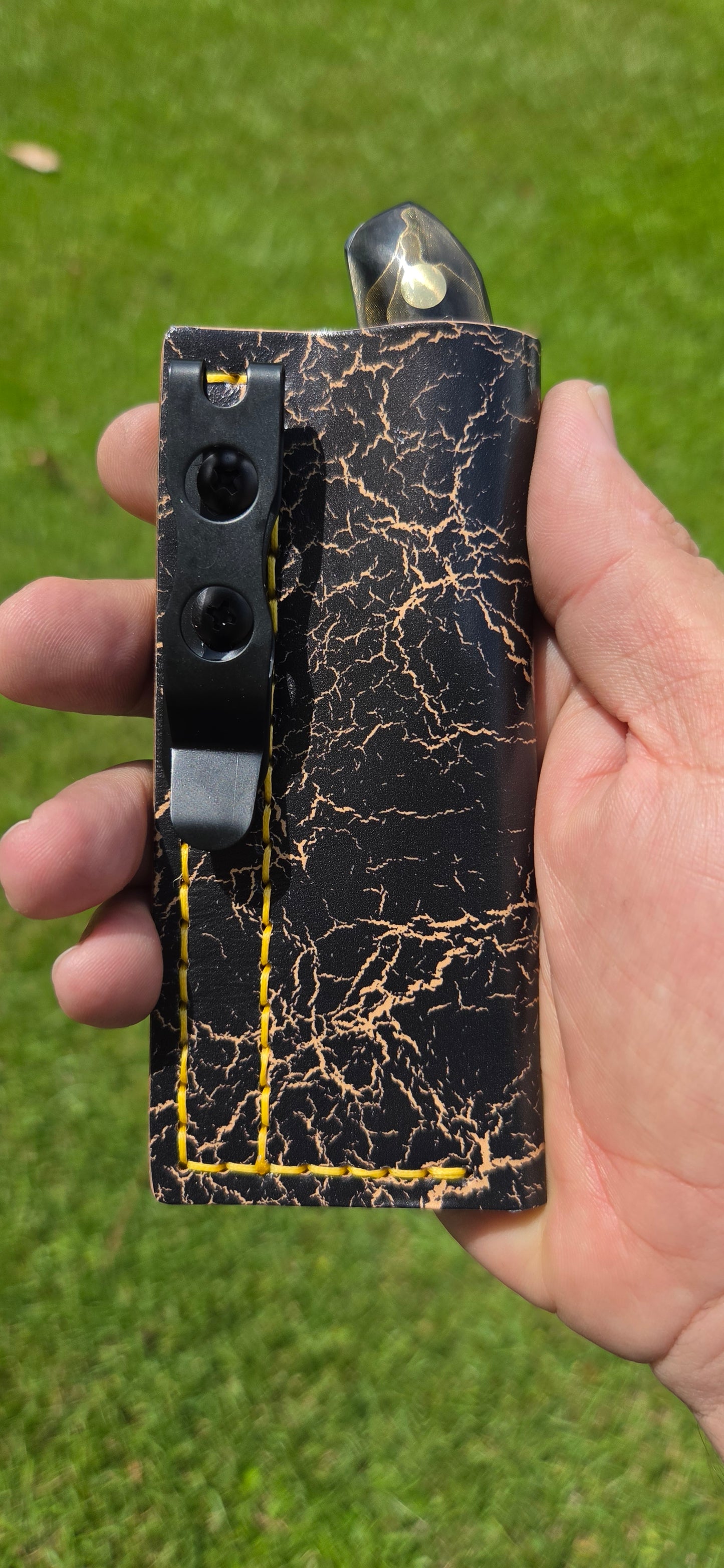 LIL' TYKE' -Drop point- Brass mesh in epoxy, brass pins