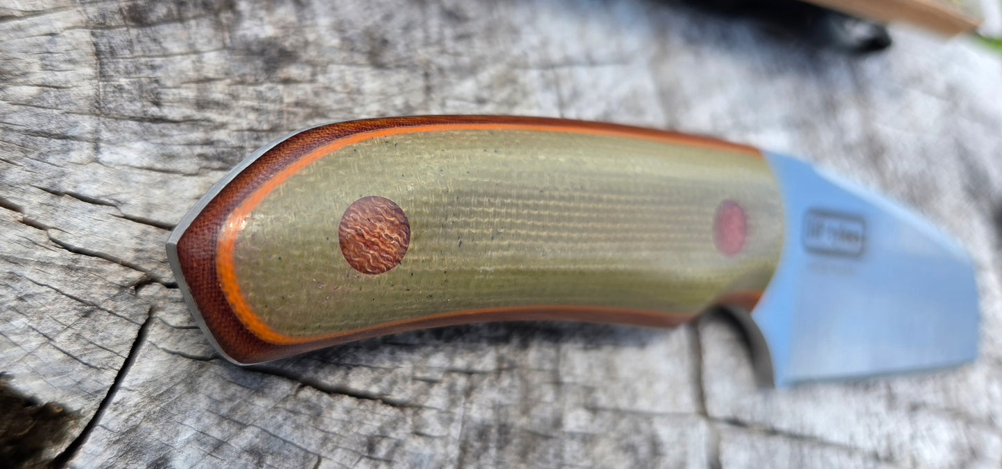 LIL' TYKE- Sheepsfoot -Olive green micarta, orange liner