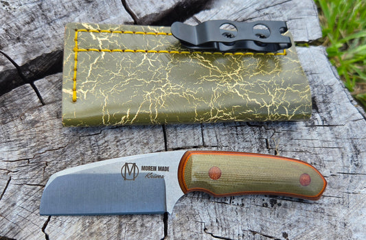 LIL' TYKE- Sheepsfoot -Olive green micarta, orange liner