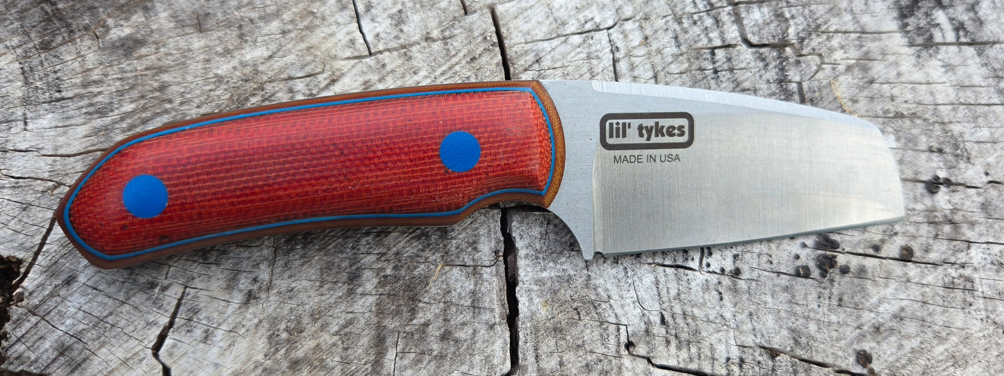 LIL' TYKE -Sheepsfoot - Red canvas micarta- Blue G10 liner