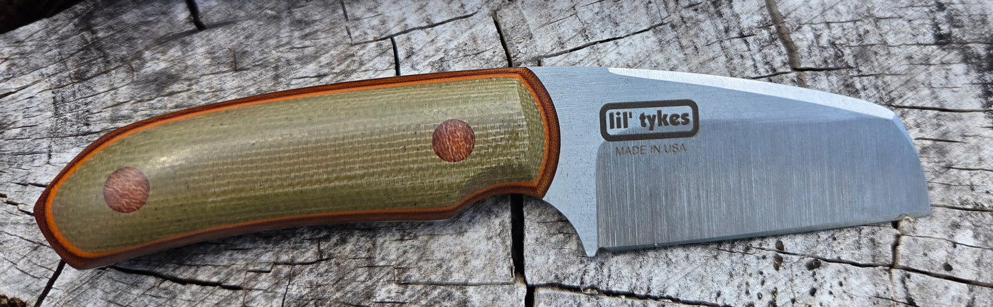 LIL' TYKE- Sheepsfoot -Olive green micarta, orange liner