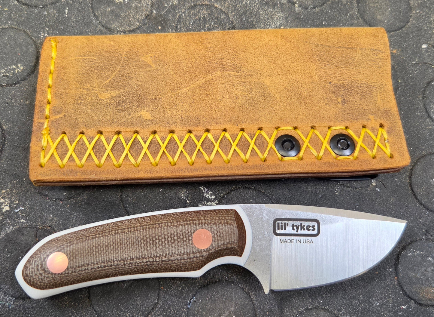 LIL' TYKES OD green micarta Drop Point