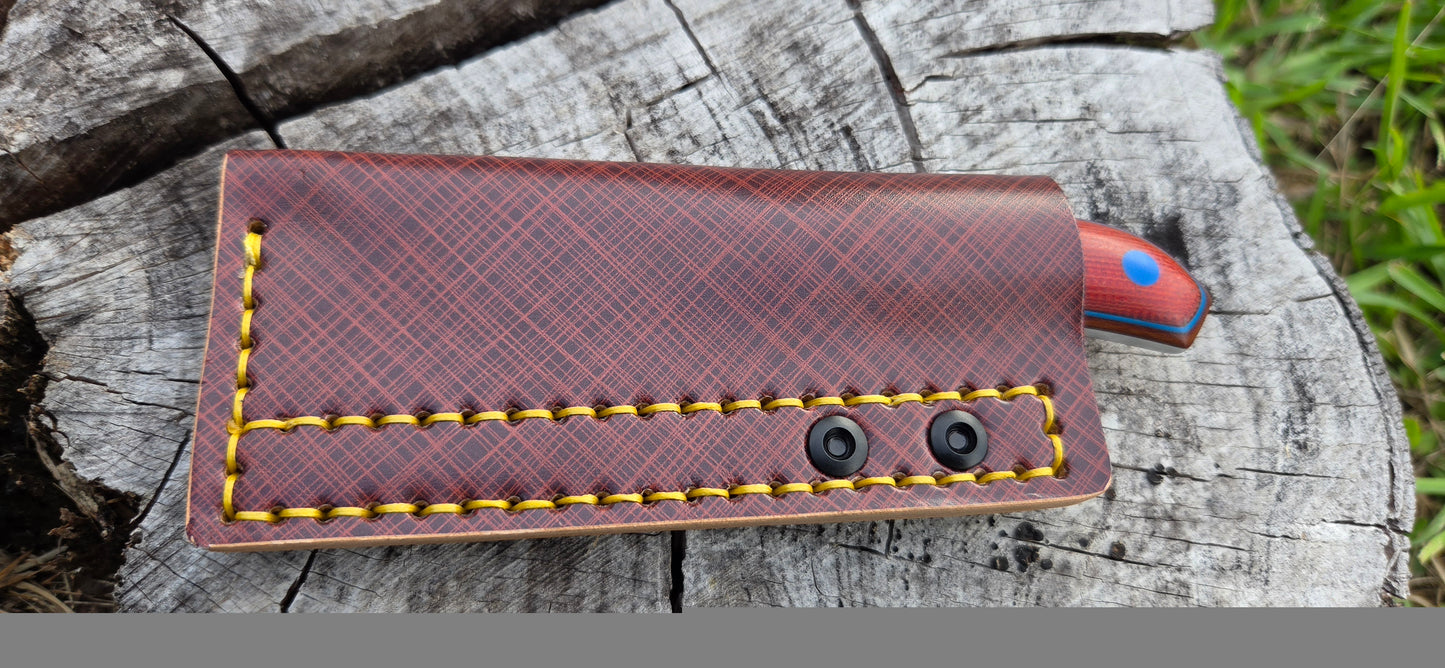 LIL' TYKE -Sheepsfoot - Red canvas micarta- Blue G10 liner
