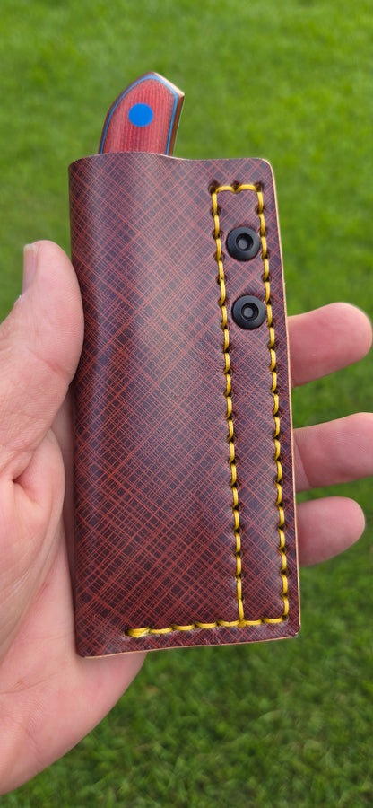 LIL' TYKE -Sheepsfoot - Red canvas micarta- Blue G10 liner