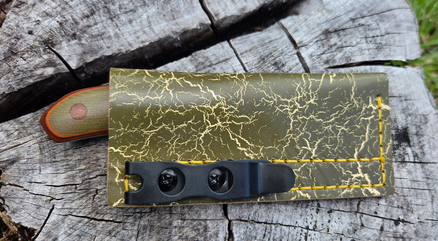 LIL' TYKE- Sheepsfoot -Olive green micarta, orange liner