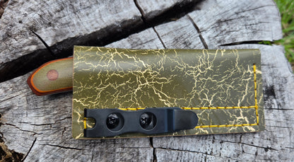 LIL' TYKE- Sheepsfoot -Olive green micarta, orange liner
