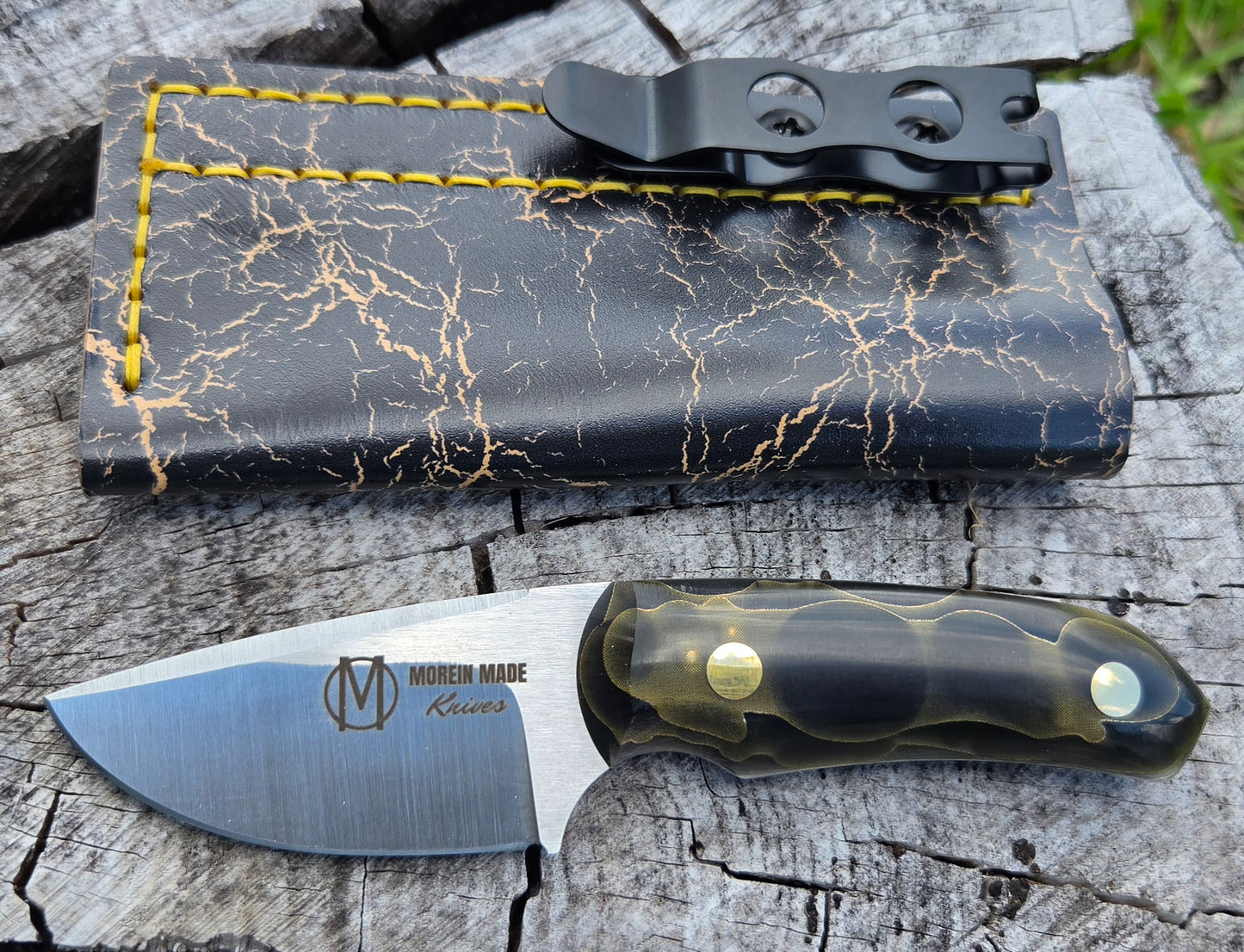 LIL' TYKE' -Drop point- Brass mesh in epoxy, brass pins
