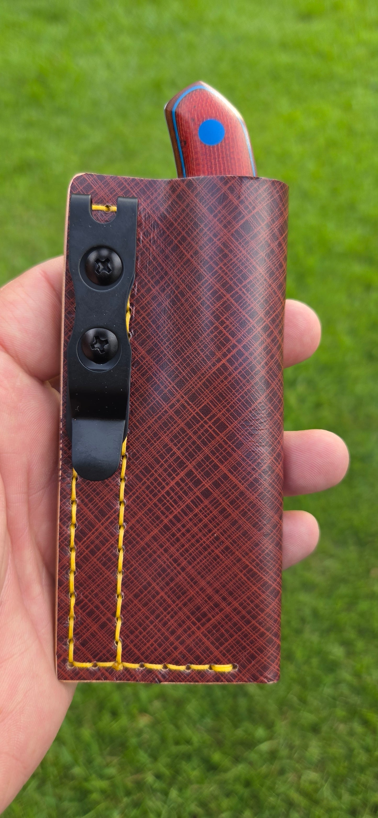 LIL' TYKE -Sheepsfoot - Red canvas micarta- Blue G10 liner